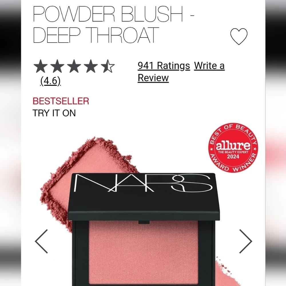 NARS Powder Blush DEEP THROAT & Sensual Shine Lipstick HIGH GEAR Duo MSRP $68